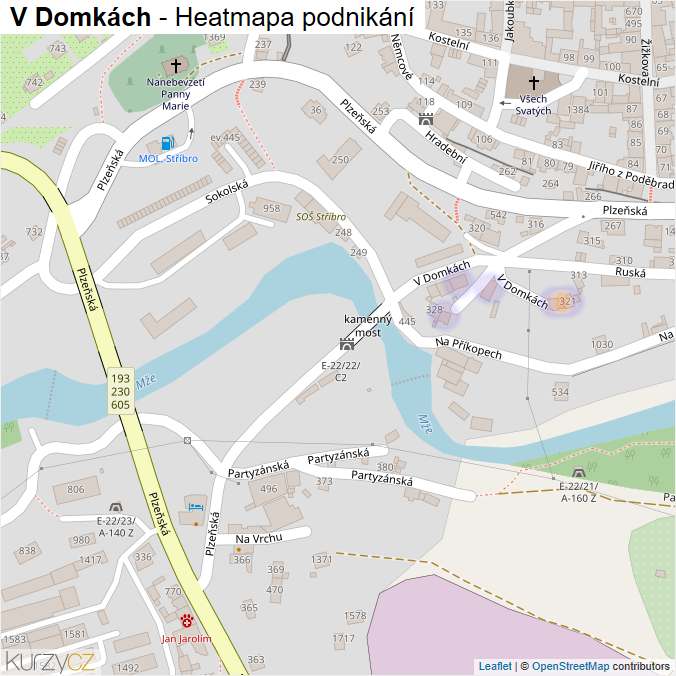 Mapa V Domkách - Firmy v ulici.