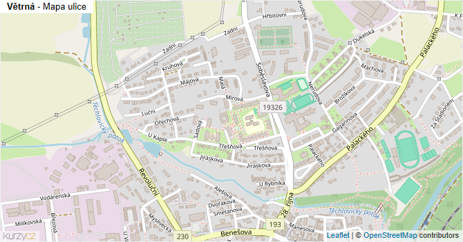 Větrná - mapa ulice