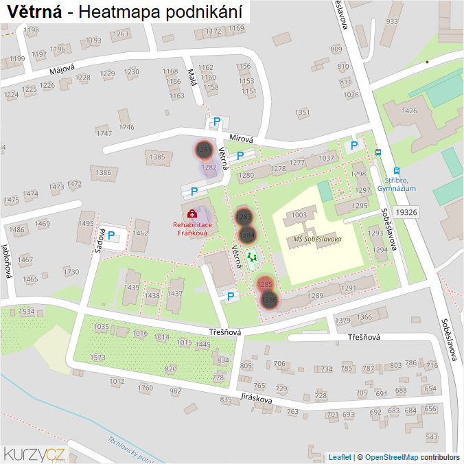 Mapa Větrná - Firmy v ulici.