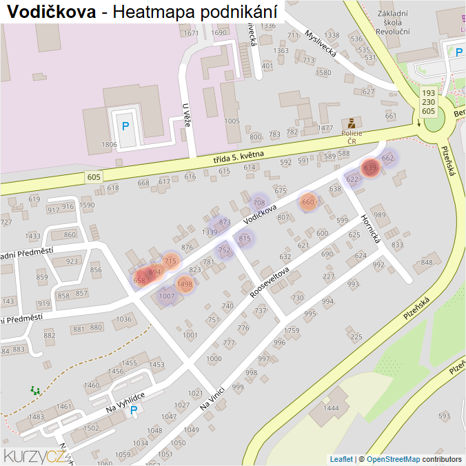 Mapa Vodičkova - Firmy v ulici.