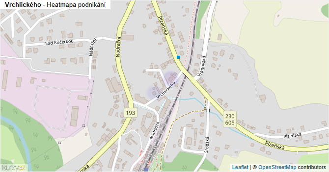 Vrchlického - mapa podnikání