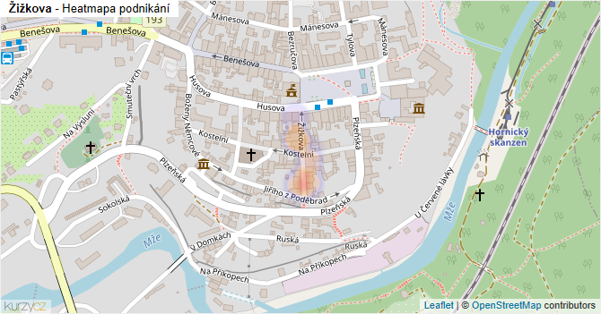 Žižkova - mapa podnikání