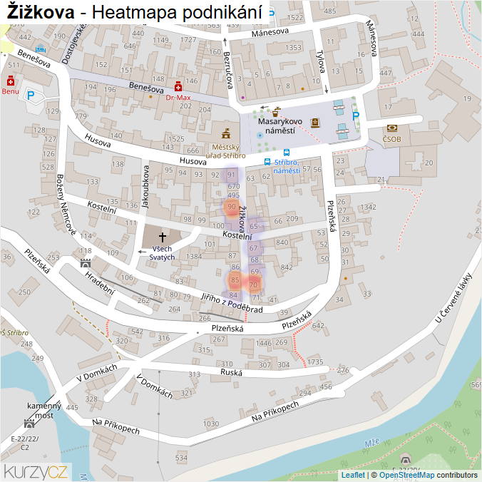 Mapa Žižkova - Firmy v ulici.