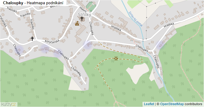 Chaloupky - mapa podnikání