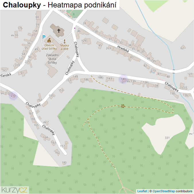 Mapa Chaloupky - Firmy v ulici.