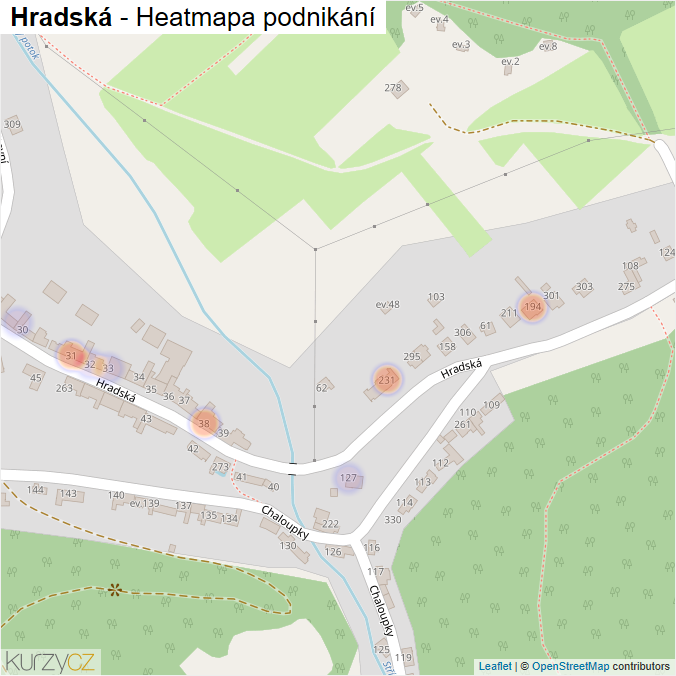 Mapa Hradská - Firmy v ulici.