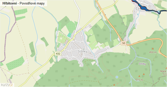 Hřbitovní - záplavové mapy stoleté vody