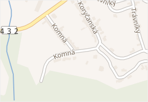 Komná v obci Střílky - mapa ulice