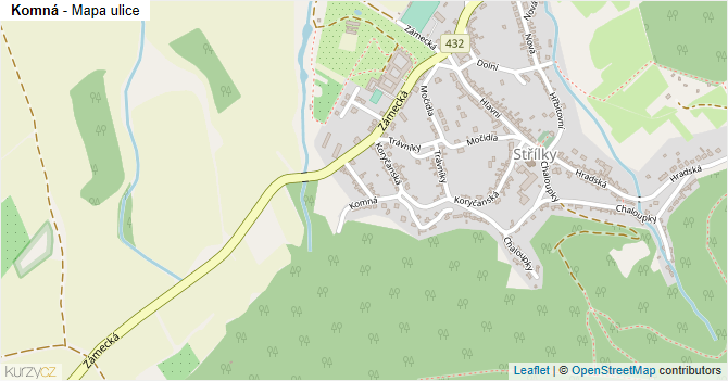 Komná - mapa ulice