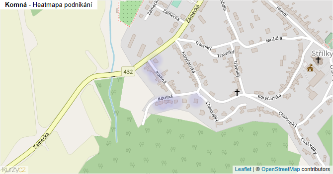 Komná - mapa podnikání