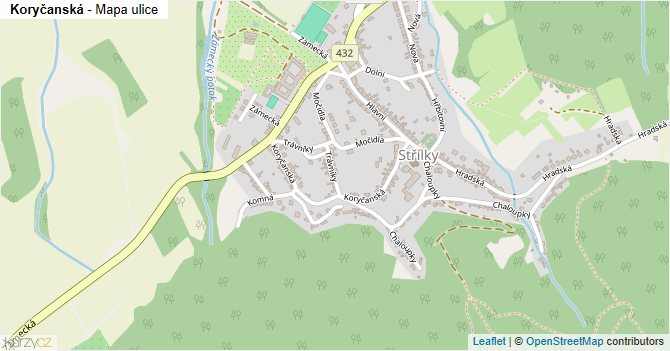 Koryčanská - mapa ulice