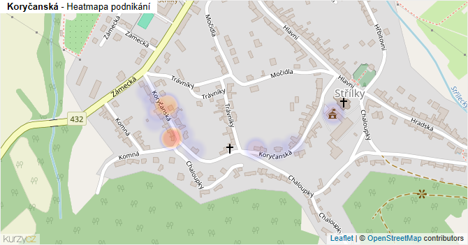 Koryčanská - mapa podnikání