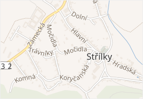 Močidla v obci Střílky - mapa ulice