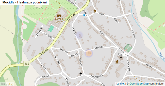 Močidla - mapa podnikání