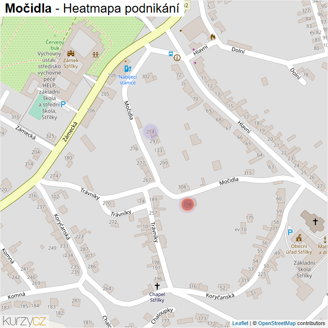 Mapa Močidla - Firmy v ulici.