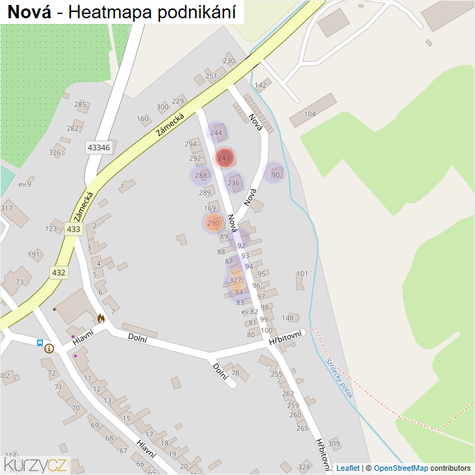 Mapa Nová - Firmy v ulici.