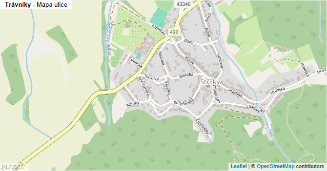 Trávníky - mapa ulice