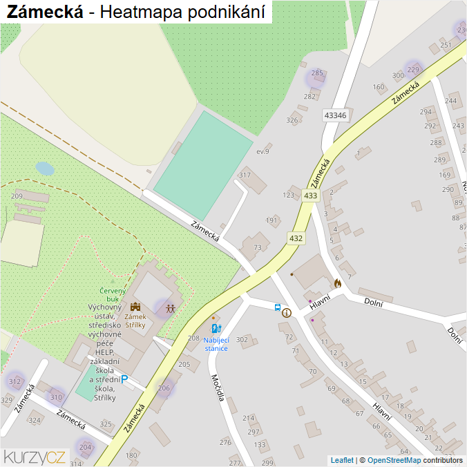 Mapa Zámecká - Firmy v ulici.
