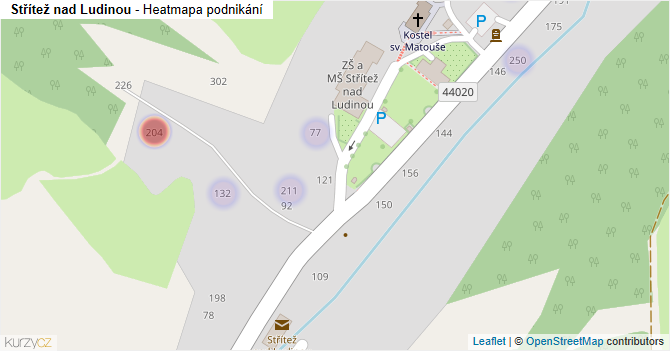 Střítež nad Ludinou - mapa podnikání