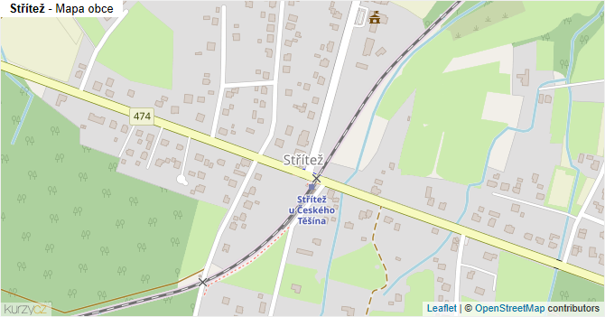 Střítež - mapa obce