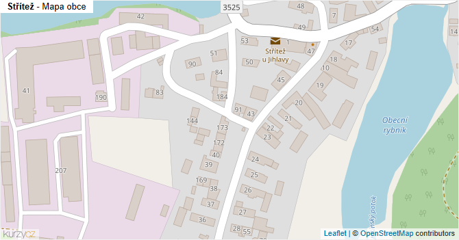 Střítež - mapa obce
