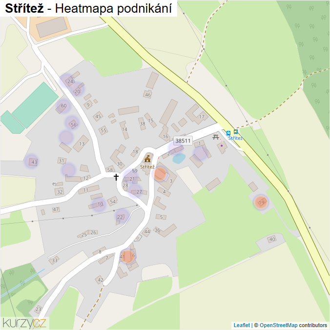 Mapa Střítež - Firmy v části obce.