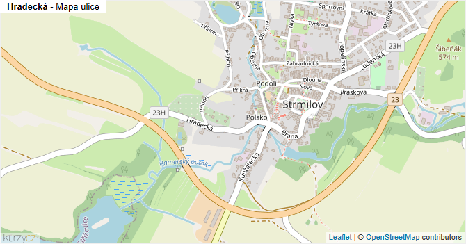 Hradecká - mapa ulice