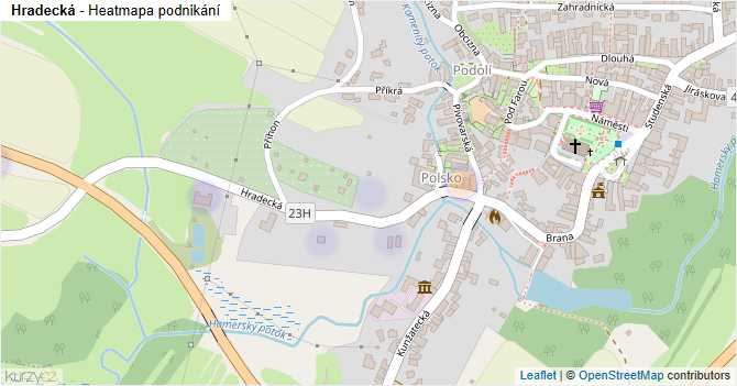 Hradecká - mapa podnikání