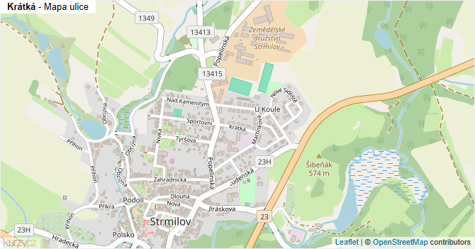 Krátká - mapa ulice