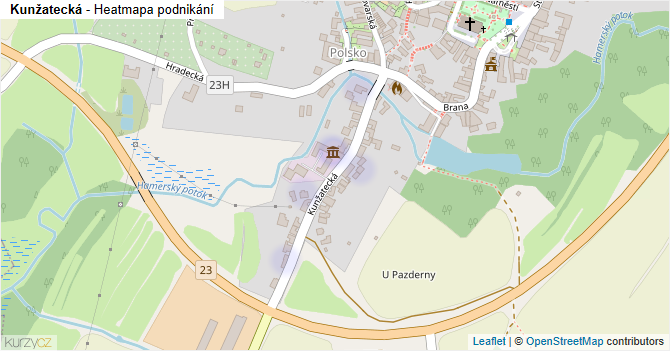 Kunžatecká - mapa podnikání