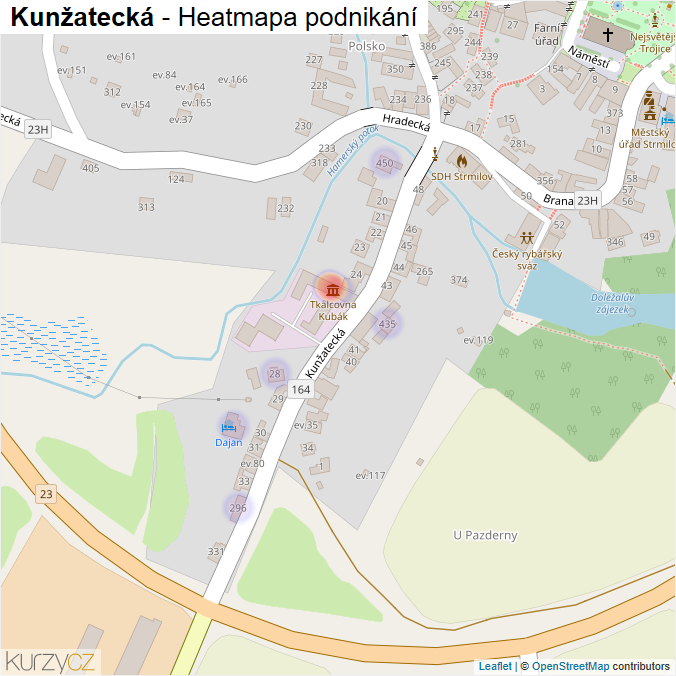 Mapa Kunžatecká - Firmy v ulici.