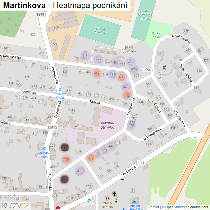 Mapa Martínkova - Firmy v ulici.