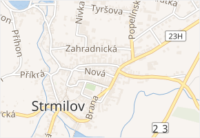 Nová v obci Strmilov - mapa ulice