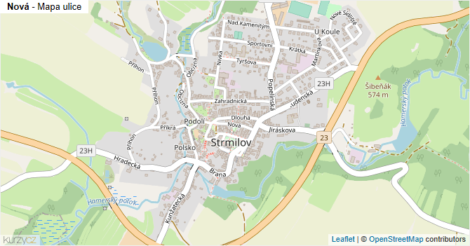 Nová - mapa ulice