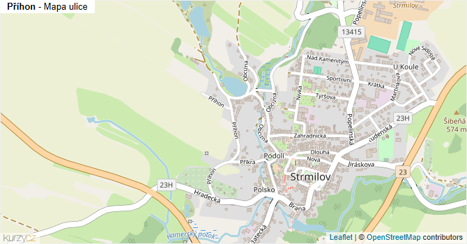 Příhon - mapa ulice