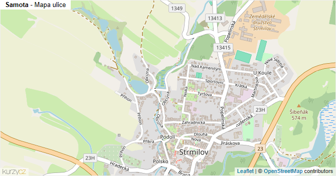 Samota - mapa ulice