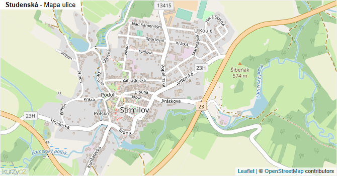 Studenská - mapa ulice