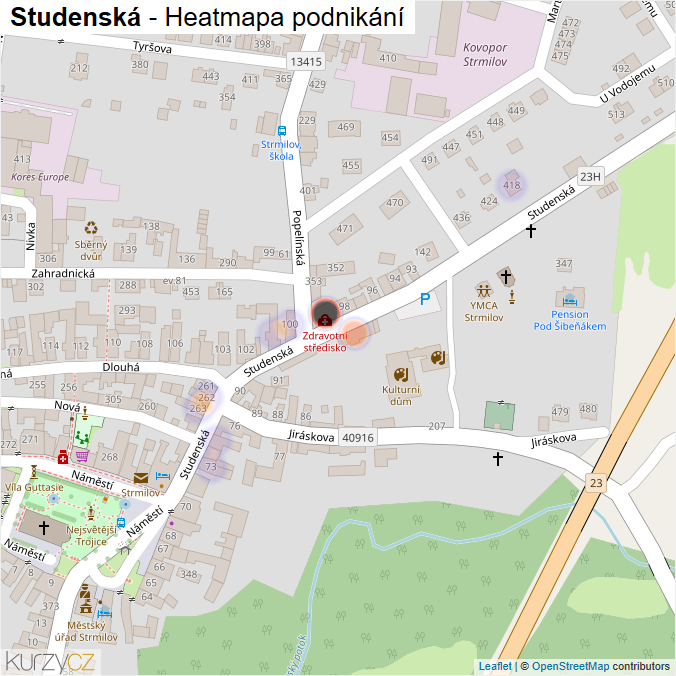 Mapa Studenská - Firmy v ulici.