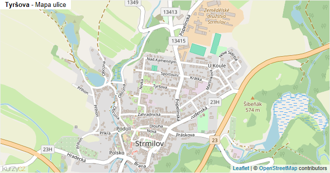 Tyršova - mapa ulice