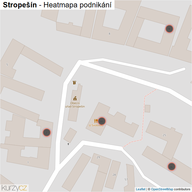 Mapa Stropešín - Firmy v obci.