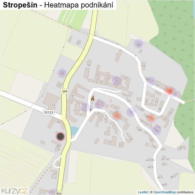 Mapa Stropešín - Firmy v části obce.