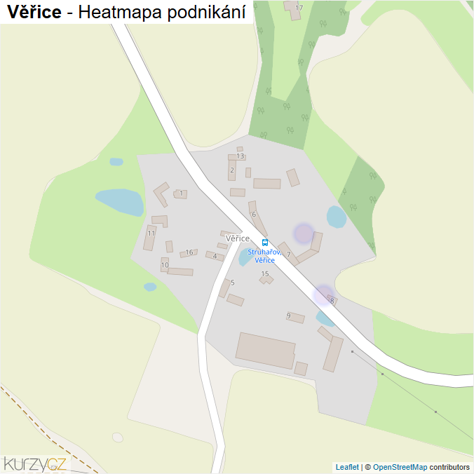Mapa Věřice - Firmy v části obce.