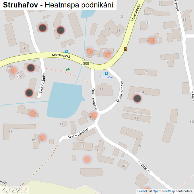 Mapa Struhařov - Firmy v obci.