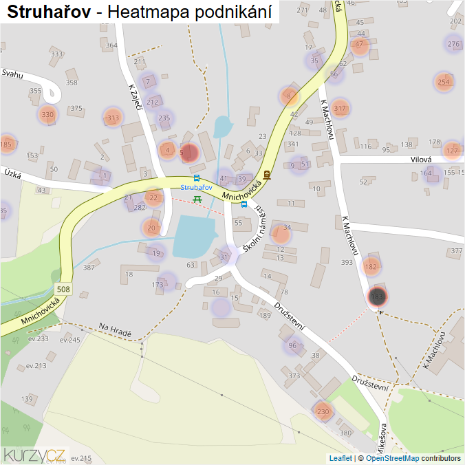 Mapa Struhařov - Firmy v části obce.