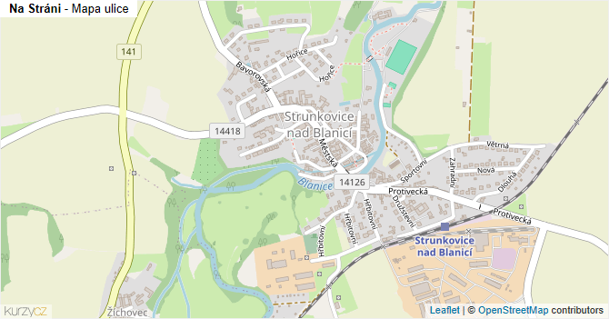 Na Stráni - mapa ulice