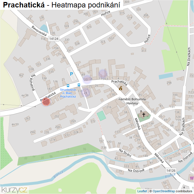 Mapa Prachatická - Firmy v ulici.