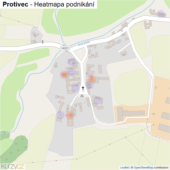 Mapa Protivec - Firmy v části obce.