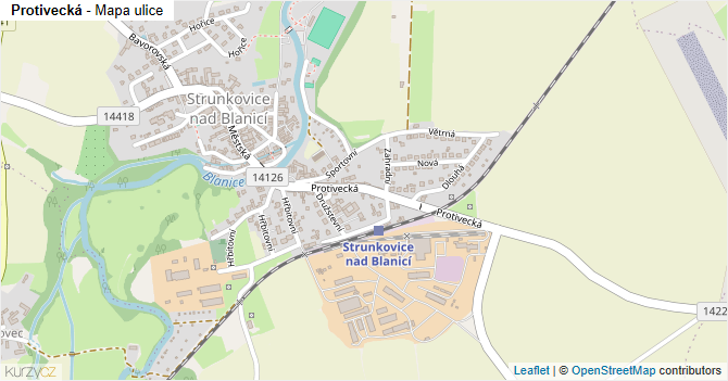 Protivecká - mapa ulice