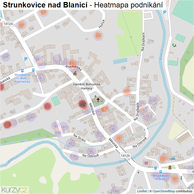 Mapa Strunkovice nad Blanicí - Firmy v části obce.