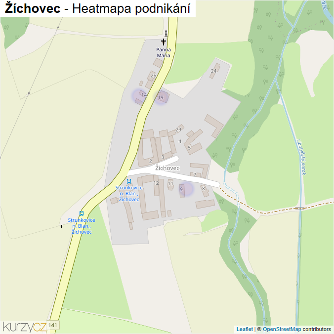 Mapa Žíchovec - Firmy v části obce.